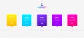 Horizontal progress diagram with 5 elements. Concept of five steps of business timeline. Creative infographic design