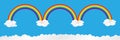 horizontal rainbow on blue sky with clouds,vector illustration