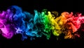 Horizontal Rainbow Smoke Explosion Against a Black Backdrop color abstract Royalty Free Stock Photo