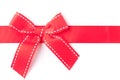 Horizontal red gift ribbon closeup Royalty Free Stock Photo