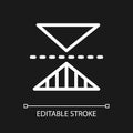 Horizontal reflection pixel perfect white linear ui icon for dark theme