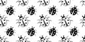 Horizontal repeat rows black and white bugs. Abstract nature seamless pattern of ladybugs. Cute monochrome design Royalty Free Stock Photo