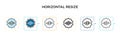 Horizontal resize vector icon in 6 different modern styles. Black, two colored horizontal resize icons designed in filled, outline