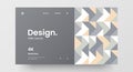 Horizontal responsive web design project layout. Abstract geometric pattern banner mock up. Landing page block vector template.