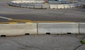 horizontal road marking lanes. highway concrete barriers