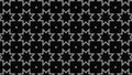 Horizontal rows of different flashing geometric figures of white color on black background. Animation. Transforming neon