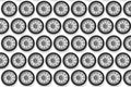 Horizontal rows of wheels isolated on a white background