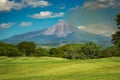 Horizontal scenic view of Colima volcano in a sunny day