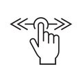 Horizontal Scroll touch screen gesture vector, Scroll touch screen gesture icon. hand swipe icon, horizontal scroll, line symbol