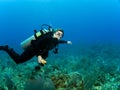 Horizontal Scuba Diver with Copy Space Royalty Free Stock Photo