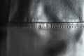 Horizontal seam on black artificial leather Royalty Free Stock Photo