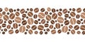 Horizontal seamless background with coffee beans. Vector illustration. Royalty Free Stock Photo