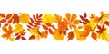 Horizontal seamless background with colorful autumn leaves. Vector illustration. Royalty Free Stock Photo