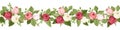 Horizontal seamless background with red, pink and white rose buds. Vector illustration. Royalty Free Stock Photo