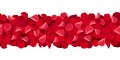 Horizontal seamless background with red rose petals. Vector illustration. Royalty Free Stock Photo