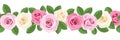 Horizontal seamless background with roses.