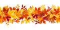 Horizontal seamless border with colorful autumn leaves. Vector illustration. Royalty Free Stock Photo