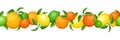 Horizontal seamless garland with citrus fruits. Vector illustration. Royalty Free Stock Photo