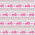 Horizontal seamless pattern pink cartoon elefants Royalty Free Stock Photo