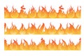 Horizontal seamless pattern of wildfire silhouette. Danger flames vector illustration Royalty Free Stock Photo