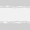 Horizontal seamless torn white paper with shadow. Damaged cardboard borders. Vector illustration Royalty Free Stock Photo