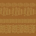 Horizontal seamless wavy border with circles between the lines. Vector illustration in Doodle style on a white background. Brown, Royalty Free Stock Photo