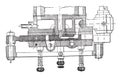 Horizontal section of the Otto engine drawer, vintage engraving