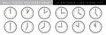 Horizontal set of analog clock icon notifying each hour