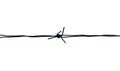 Horizontal sharp barb wire isolated on white background. Closeup Royalty Free Stock Photo