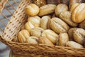 Horizontal shoot of Baguette bread in a basket Royalty Free Stock Photo