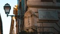 Horizontal shot of an address sign of Via Della Vetrina, street of Rome, Italy in spring