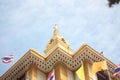 Horizontal shot of the ancient Thai golden stupa containing the Buddha& x27;s relics at Wat Saket, Bangkok Thailand. Royalty Free Stock Photo