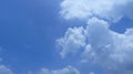 Horizontal shot of beautiful white puffy clouds in a clear blue sky Royalty Free Stock Photo