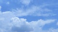 Horizontal shot of beautiful white puffy clouds in a clear blue sky Royalty Free Stock Photo