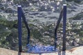 Horizontal shot of blue sea stair on the coastline at summertime