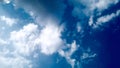 Blue Sky and puffy white & black clouds Royalty Free Stock Photo