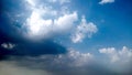 Blue Sky and puffy white & black clouds Royalty Free Stock Photo