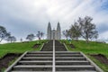 Horizontal shot of church in Akureyri city in the northern part of Iceland.