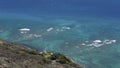 Lonely Diamond Head Lighthouse, and calm Pacific Ocean seen from the top of Diamond Head cone, Honolulu, Oahu Island, Hawaii, USA Royalty Free Stock Photo