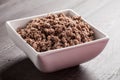 Horizontal shot of cooked ground meat