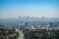 A horizontal shot of downtown Los Angeles skyline