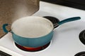 A Pot of Boiling Water On The Stove Royalty Free Stock Photo