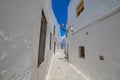 Horizontal shot of narrow pedestrian street in Vejer de la Front