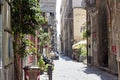 Horizontal shot from an old town street in Naples (Napoli), Italy Royalty Free Stock Photo