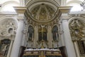 Horizontal shot of ornamented walls in the church, Civita Castellana Cathedral\'s interior