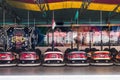 Horizontal shot of parked colorful bumper cars in Germany