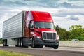 Red Truck on Interstate Highway Royalty Free Stock Photo