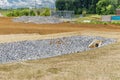 Rock Lining Drainage Ditch Under Construction Royalty Free Stock Photo