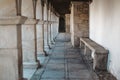 Horizontal shot of a row of columns of the ancient temple in Portugal Royalty Free Stock Photo