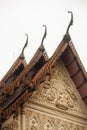 Horizontal shot of the Thai traditional vintage isosceles at Wat Anuphatkritdaram, Phuket Thailand. Religion photography